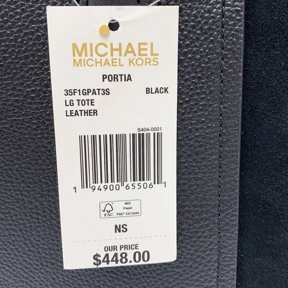 MICHAEL KORS PORTIA LARGE TOTE BLACK COLOR Pebbled leather/ suede - Picture 14 of 14